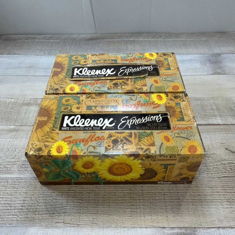 2 Vtg Kleenex Expressions 2000 Americana Folk Art Facial Tissues 145 Ct 2 Ply